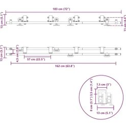 vidaXL Kit de herrajes para puerta corredera 183 cm acero plateado Hot