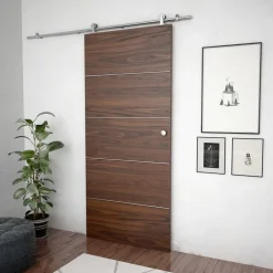 vidaXL Materiales De Construcción-Kit de herrajes para puerta corredera 183 cm acero plateado