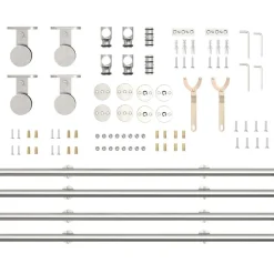 vidaXL Materiales De Construcción-Kit de herrajes para puerta corredera 200 cm acero plateado