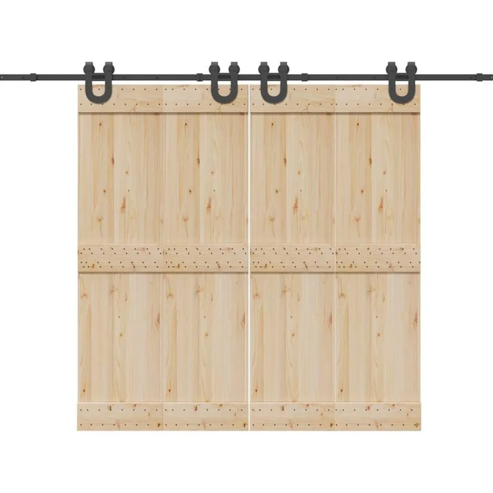 vidaXL Materiales De Construcción-Kit de herrajes para puertas correderas acero negro 366 cm