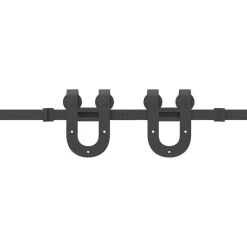 vidaXL Materiales De Construcción-Kit de herrajes para puertas correderas acero negro 366 cm