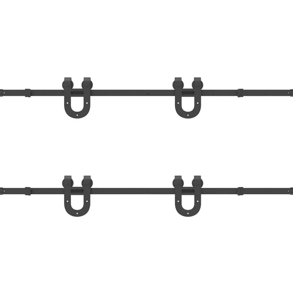 vidaXL Materiales De Construcción-Kit de herrajes para puertas correderas acero negro 366 cm