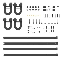 vidaXL Materiales De Construcción-Kit de herrajes para puertas correderas acero negro 366 cm
