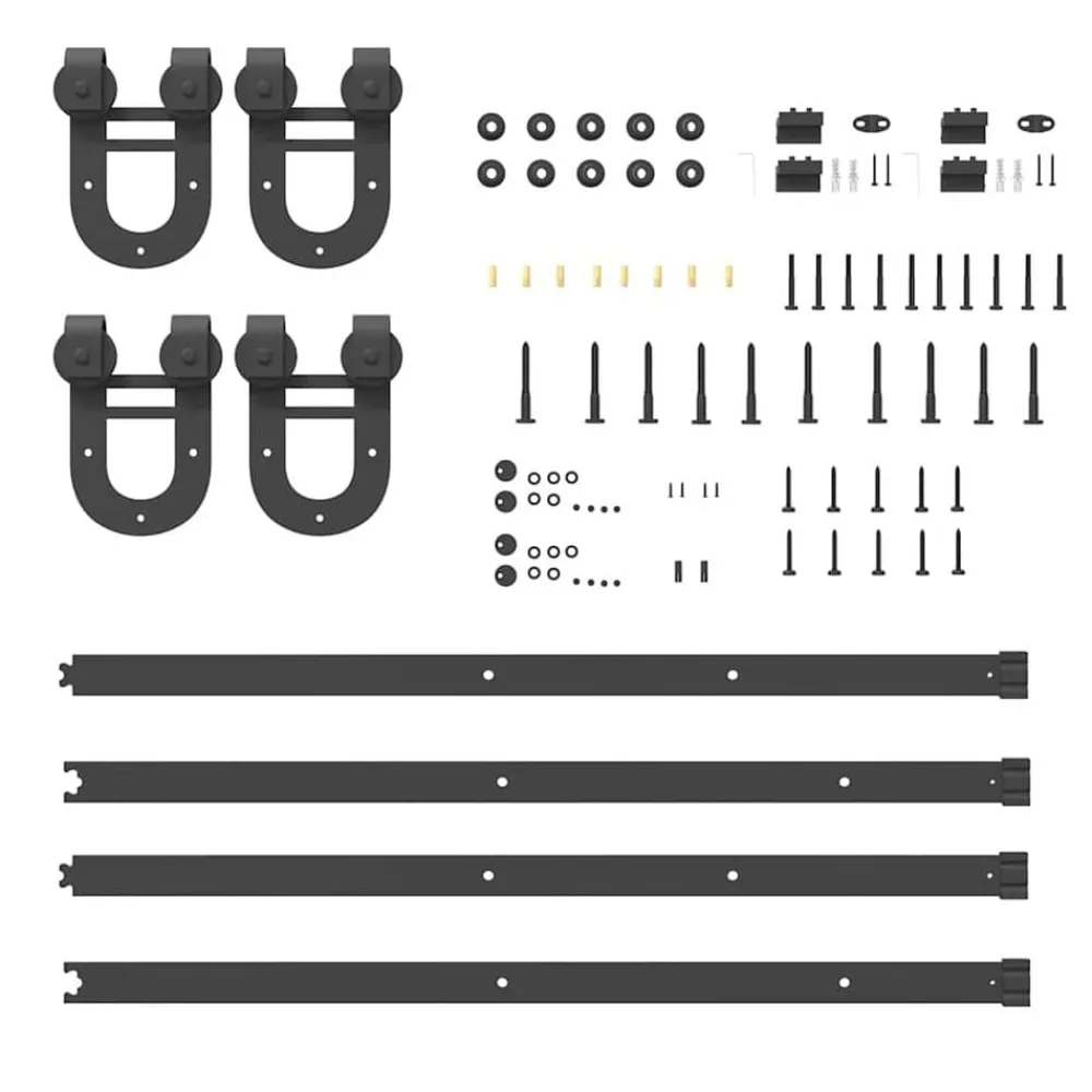 vidaXL Materiales De Construcción-Kit de herrajes para puertas correderas acero negro 366 cm