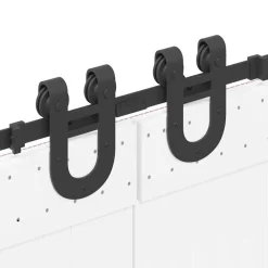 vidaXL Materiales De Construcción-Kit de herrajes para puertas correderas acero negro 366 cm