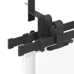 vidaXL Materiales De Construcción-Kit de herrajes para puertas correderas acero negro 183 cm