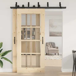vidaXL Materiales De Construcción-Kit de herrajes para puertas correderas acero negro 183 cm