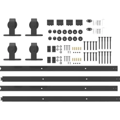 vidaXL Materiales De Construcción-Kit de herrajes para puertas correderas acero negro 183 cm