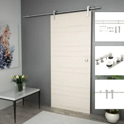 vidaXL Kit de herrajes para puerta corredera 183 cm acero plateado Online