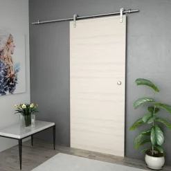 vidaXL Kit de herrajes para puerta corredera 183 cm acero plateado Online