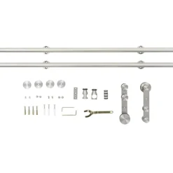 vidaXL Kit de herrajes para puerta corredera 183 cm acero plateado Online