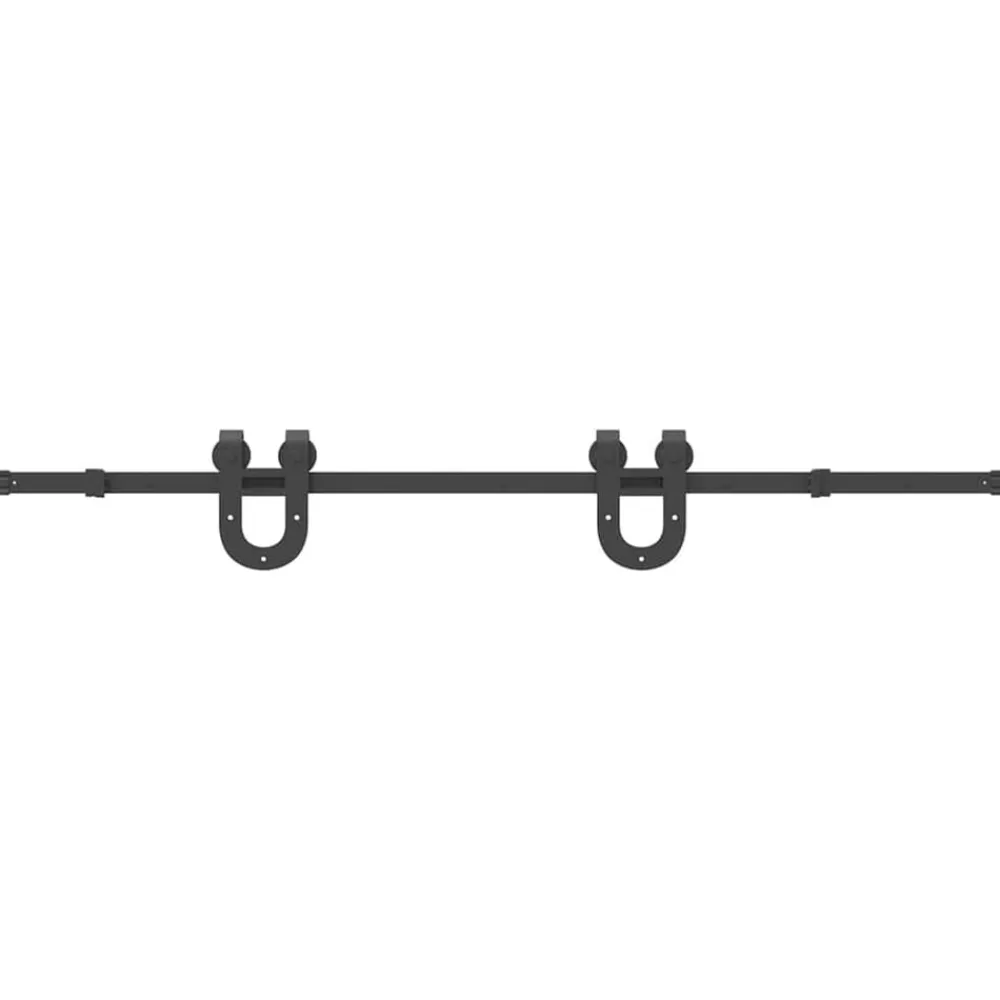 vidaXL Materiales De Construcción-Kit de herrajes para puertas correderas acero negro 183 cm