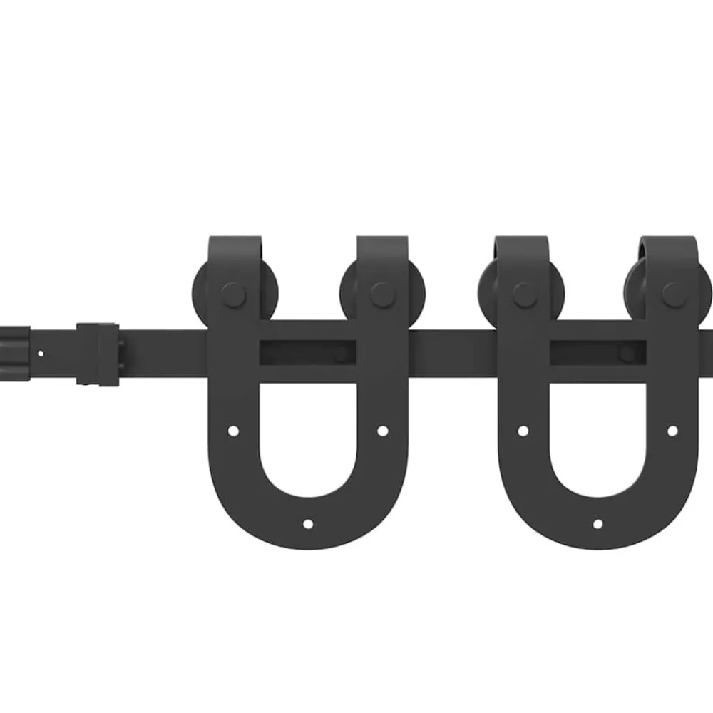 vidaXL Materiales De Construcción-Kit de herrajes para puertas correderas acero negro 183 cm
