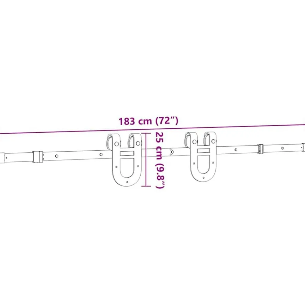vidaXL Materiales De Construcción-Kit de herrajes para puertas correderas acero negro 183 cm