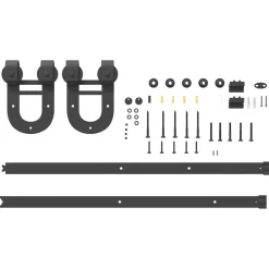 vidaXL Materiales De Construcción-Kit de herrajes para puertas correderas acero negro 183 cm