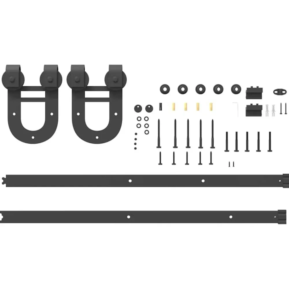 vidaXL Materiales De Construcción-Kit de herrajes para puertas correderas acero negro 183 cm