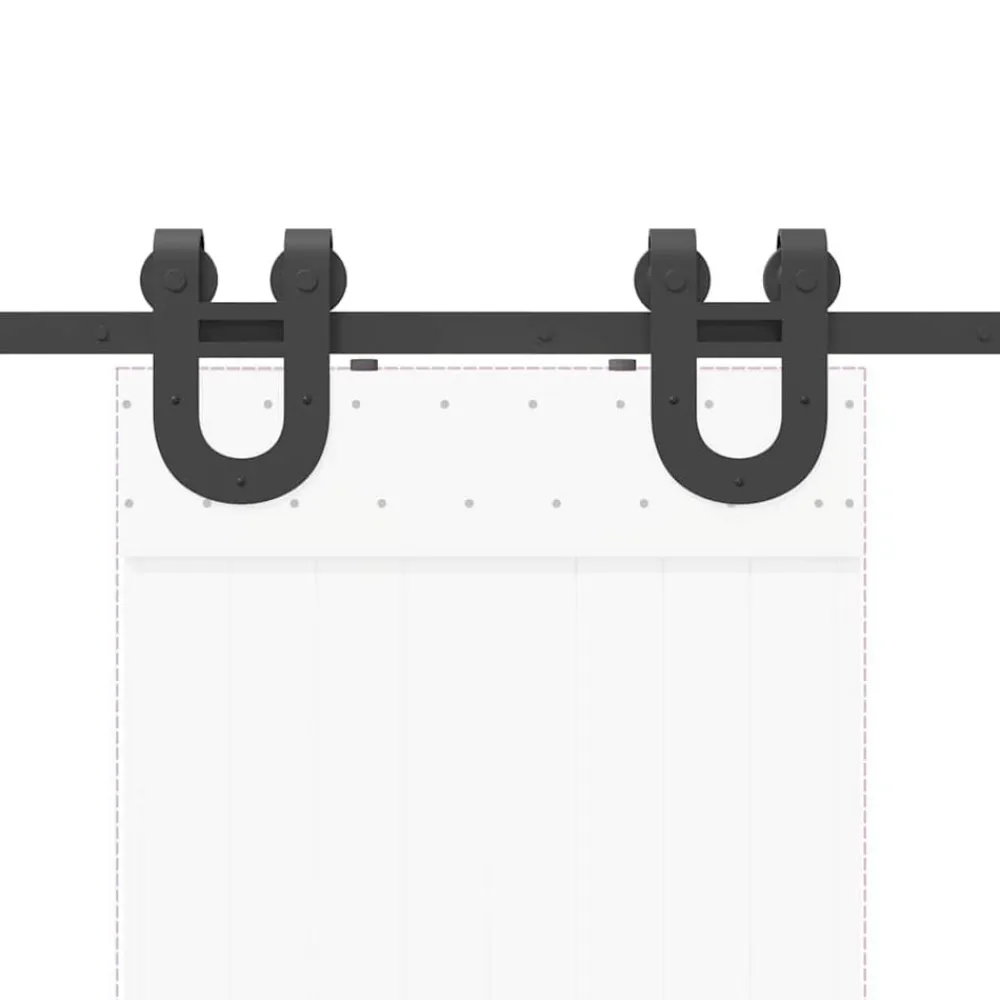 vidaXL Materiales De Construcción-Kit de herrajes para puertas correderas acero negro 183 cm