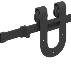 vidaXL Materiales De Construcción-Kit de herrajes para puertas correderas acero negro 183 cm