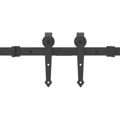 vidaXL Materiales De Construcción-Kit de herrajes para puertas correderas acero negro 305 cm