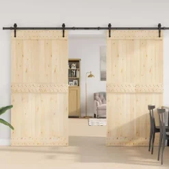 vidaXL Materiales De Construcción-Kit de herrajes para puertas correderas acero negro 305 cm