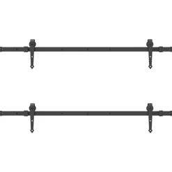 vidaXL Materiales De Construcción-Kit de herrajes para puertas correderas acero negro 305 cm