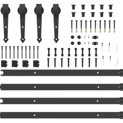 vidaXL Materiales De Construcción-Kit de herrajes para puertas correderas acero negro 305 cm