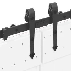 vidaXL Materiales De Construcción-Kit de herrajes para puertas correderas acero negro 305 cm