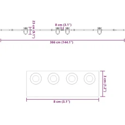 vidaXL Kit de herrajes para puertas correderas acero negro 366 cm Outlet