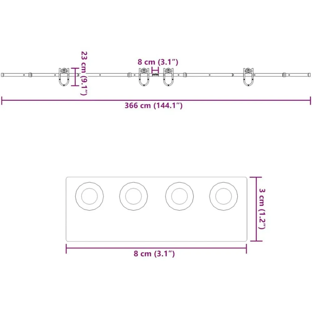 vidaXL Kit de herrajes para puertas correderas acero negro 366 cm Outlet