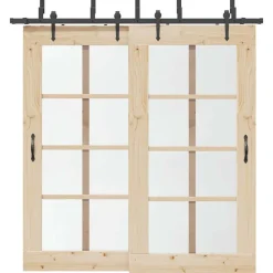 vidaXL Kit de herrajes para puertas correderas acero negro 213,5 cm Online
