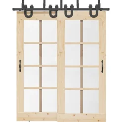 vidaXL Kit de herrajes para puertas correderas acero negro 183 cm Hot