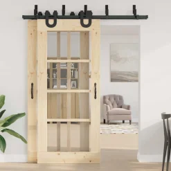 vidaXL Kit de herrajes para puertas correderas acero negro 183 cm Hot
