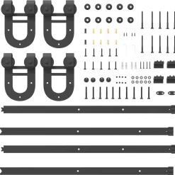 vidaXL Kit de herrajes para puertas correderas acero negro 183 cm Hot
