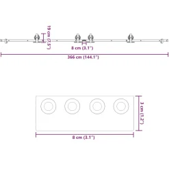 vidaXL Kit de herrajes para puertas correderas acero negro 366 cm Hot