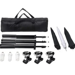 vidaXL Kit de iluminación de estudio trípodes y sombrillas 24 vatios Clearance