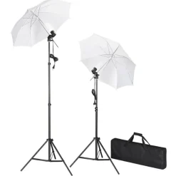 vidaXL Kit de iluminación de estudio con trípodes y sombrillas New