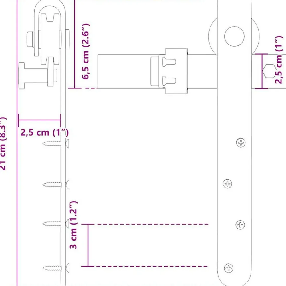 vidaXL Accesorios De Bricolaje-Kit de puerta corredera de armario acero carbono 122 cm