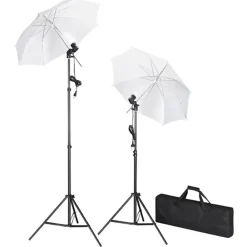 vidaXL Kit estudio fotográfico lámparas sombrillas fondo y reflector Verde Discount