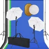 vidaXL Kit estudio fotográfico lámparas, sombrillas, fondo y reflector Clearance