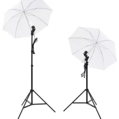 vidaXL Kit estudio fotográfico lámparas, sombrillas, fondo y reflector Clearance