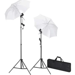 vidaXL Kit estudio fotográfico con telón de fondo, lámparas y paraguas Verde Online