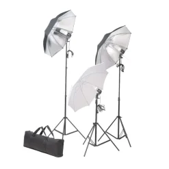 vidaXL Kit estudio fotográfico lámparas, sombrillas, fondo y reflector Verde