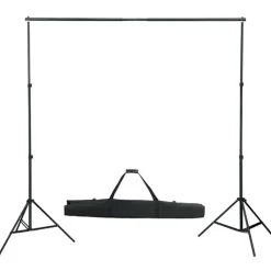 vidaXL Kit estudio fotográfico lámparas, sombrillas, fondo y reflector Verde