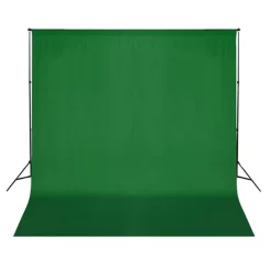 vidaXL Kit estudio fotográfico lámparas, sombrillas, fondo y reflector Verde