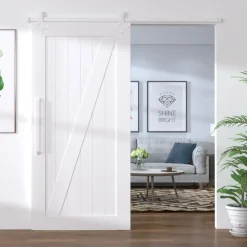 vidaXL Kit herrajes para puertas correderas de acero 183 cm Blanco Discount