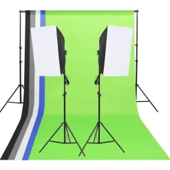 vidaXL Kit iluminación de estudio fotográfico con fondos y softboxes Best