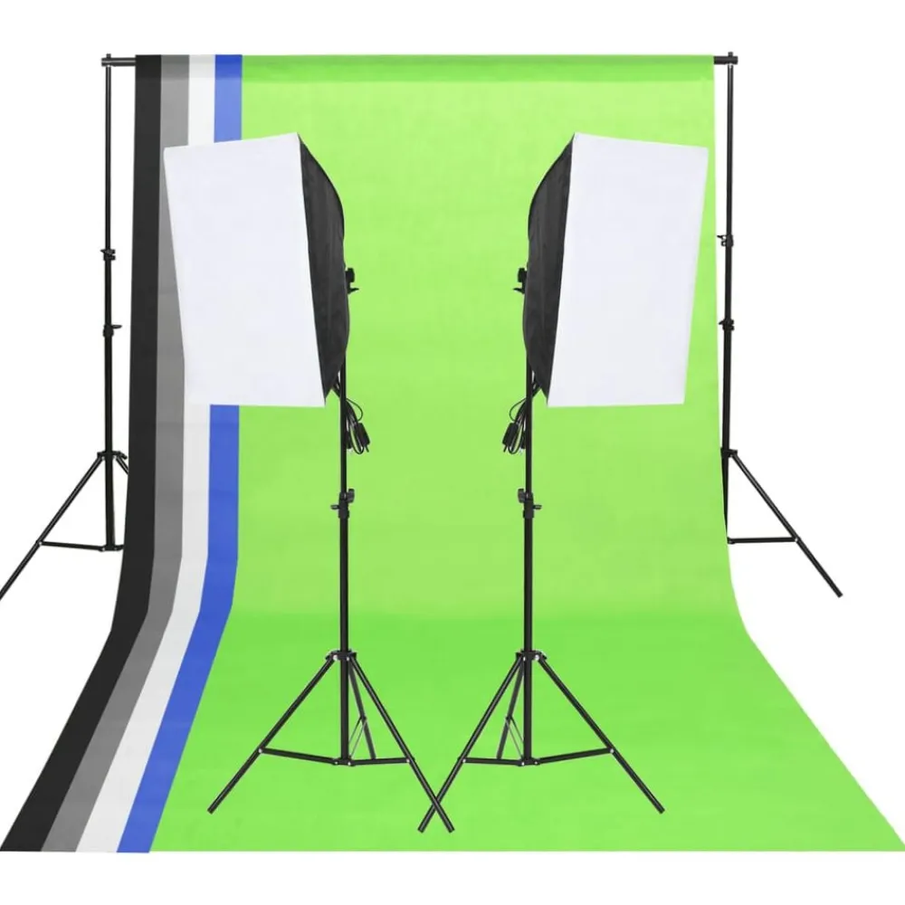 vidaXL Kit iluminación de estudio fotográfico con fondos y softboxes Best