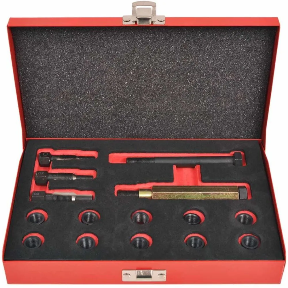 vidaXL Kit reparación de rosca bujía incandescente 15 pzas M10x1,0mm New