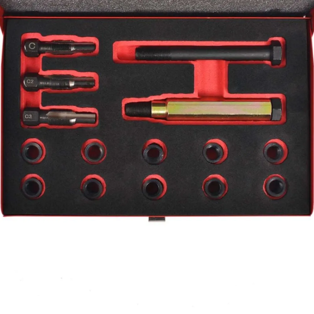 vidaXL Kit reparación de rosca bujía incandescente 15 pzas M10x1,0mm New