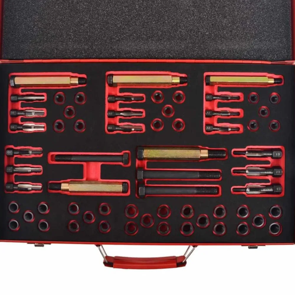 vidaXL Kit reparación rosca bujía incandescente 63 pzas M8 M9 M10 M12 Sale
